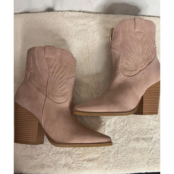 Qupid Slay 76X Women's Pink Western Ankle Boots Size 10 - Picture 15 of 15